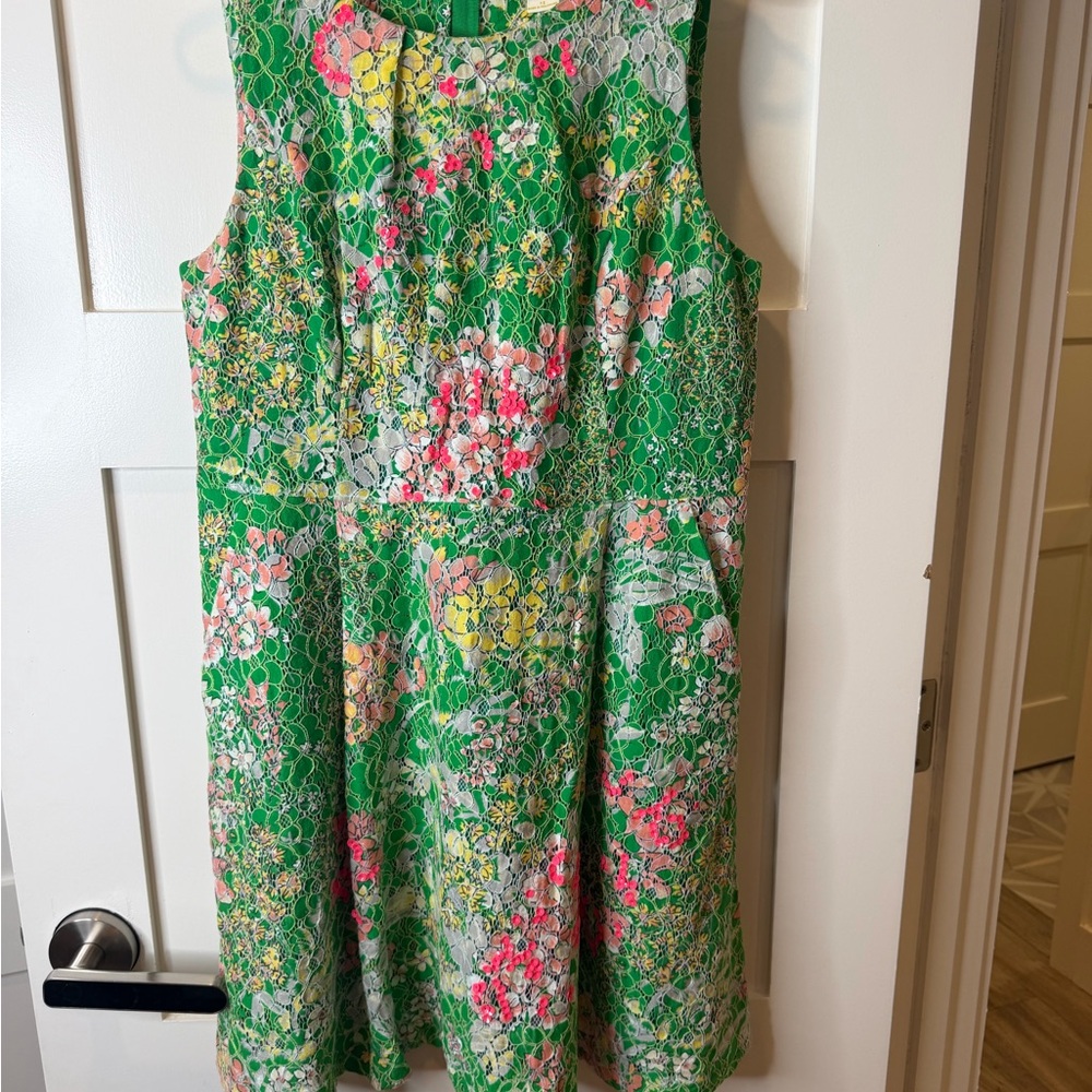 Maeve Green Floral Lace-Overlay Sundress Size 12